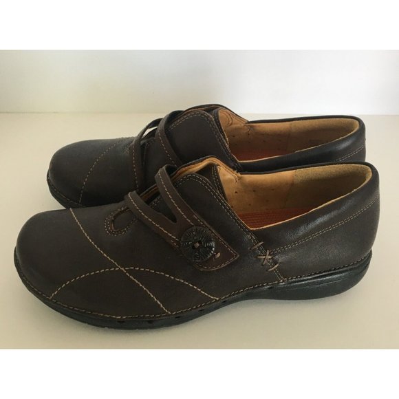 Clarks Unstructured Shoes Un Esma Slip On Loafers Dark Brown Womens 5.5 Comfort - Picture 9 of 12